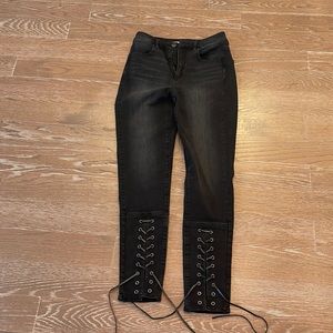 American Eagle jeans with lace-up bottoms.